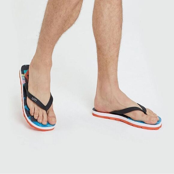 UIN Men\'s Flip Flops Summer Slippers Non Slip (Palm in Sunset 2 Blanes)